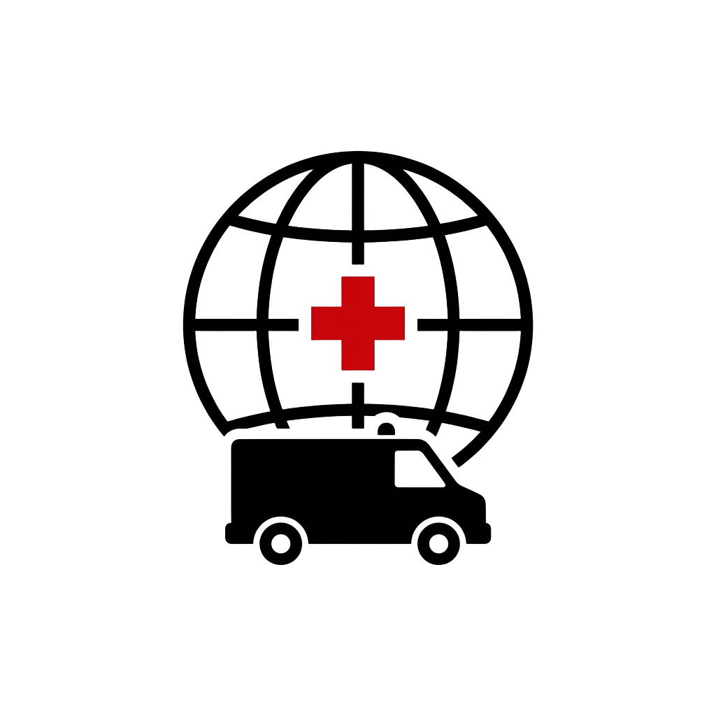 Meridian Atlas Medical Couriers globe and rod of Asclepius emblem